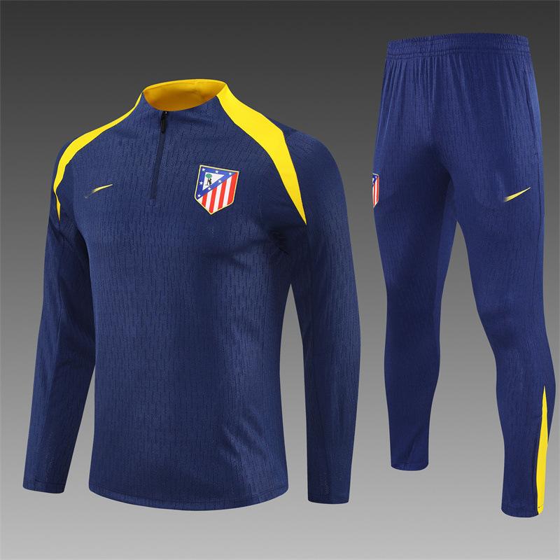 Atletico Madrid Football Suit, Long-Sleeved Half-Pull Warm-Up Before Autumn And Winter Games, Children'S Summer Short-Sleeved Training Suit