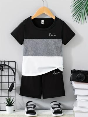 Summer 3D Print Children's Boys Clothes Color Matching T-shirts and Shortsset Baby Girls Short-sleeved