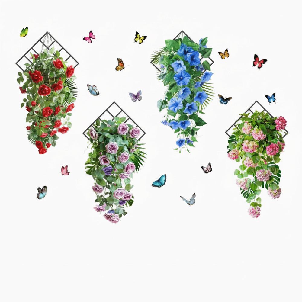 Flower & Butterfly Wall Sticker Multicolor Beautifual Decals  Background Wall