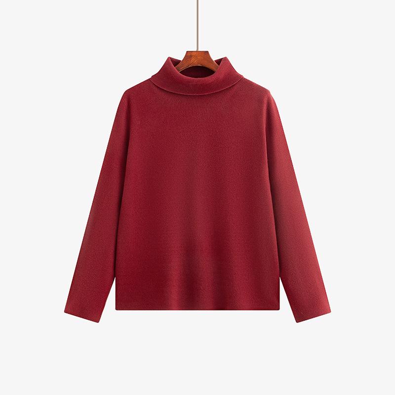 

Plus Size High Neck Sweater for Women - Versatile Knit Base Layer for Winter 2025 XL (60-75 kg) вино красного