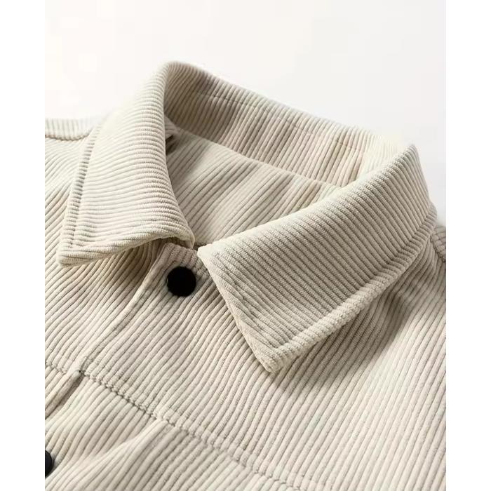 Autumn Winter Jacket Retro Corduroy Jacket for Men with A Lapel Loose Coat