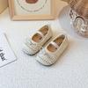 Girls bag head sandals 2025 new summer children's bow princess single shoes girls baby breathable woven shoes