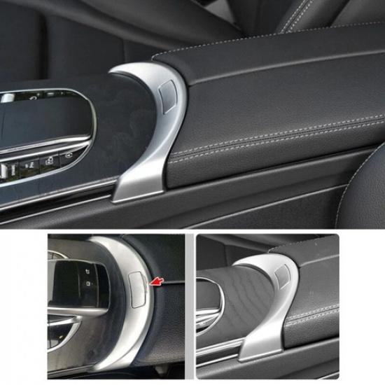 Matte Silver Car Armrest Box Switch Part Replace Trim For Benz C W205 2015-