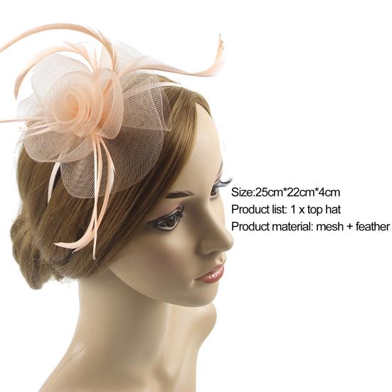 Klobouk fascinátor Peří Květina Elegantní Vintage Síťovina Svatební Pokrývka hlavy na Koktejlovou Párty