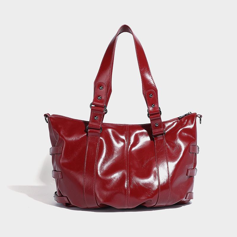 Punk Studded Design Tote Bag Autumn Winter Large Capacity Commuter Shoulder Bag Underarm Carry Bag