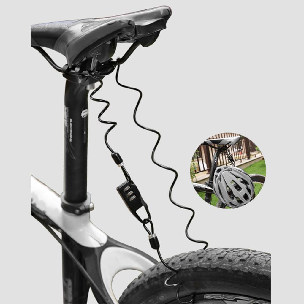 Portable Bike Lock 3 Digit Combination Antitheft Helmets Lock High Security Cable Lock for Helmets Luggages Backpack