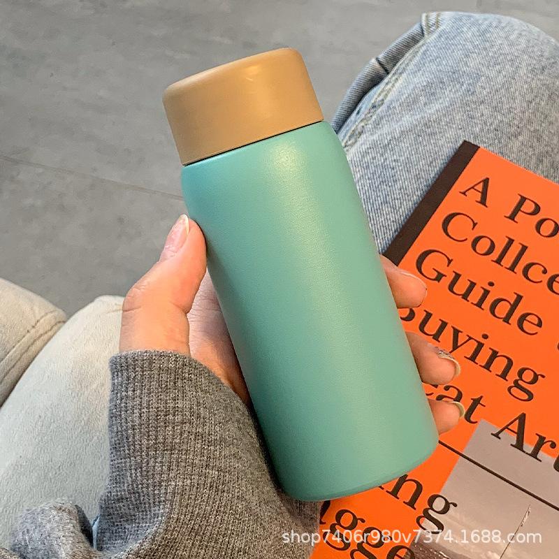 Frosted Mini Thermos Cup For Women, Small And Portable With Tea Compartment, Simple Small-Capacity Water Cup, Portable Pocket Cup