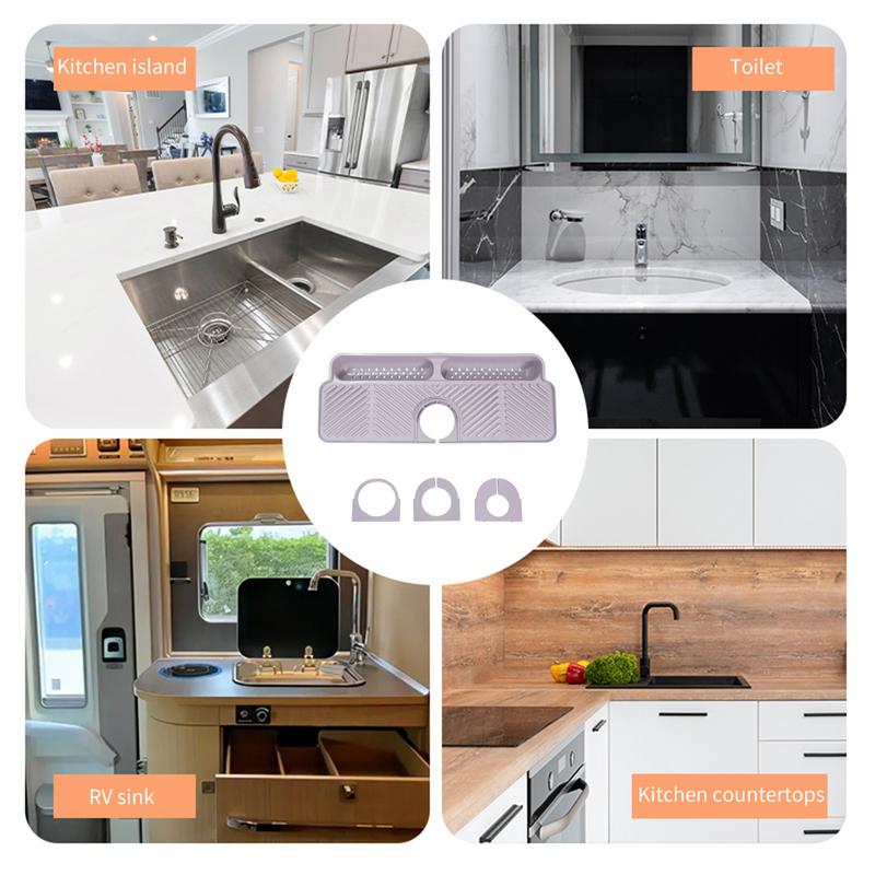 Mata pod kran Przenośna Mata pod kran do zlewu kuchennego Osłona kranu i Mata drenażowa Mata szybkoschnąca Szara Ochrona zlewu kuchennego Dla