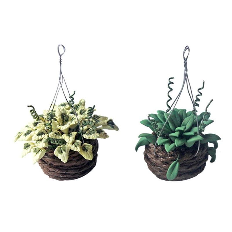 Realistic Hanging Potted Plant Miniature Planter For 1/12 Doll House Scene Setting Plant Pot Living Room Decoration