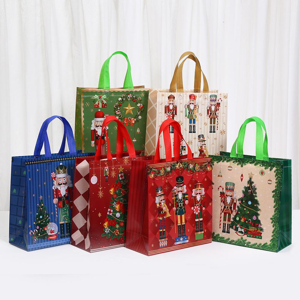 Christmas Gift Bag Elegant Non-Woven Fabric Tote Bag Foldable Gift Storage Waterproof Bag Shopping Bag for New Year Christmas
