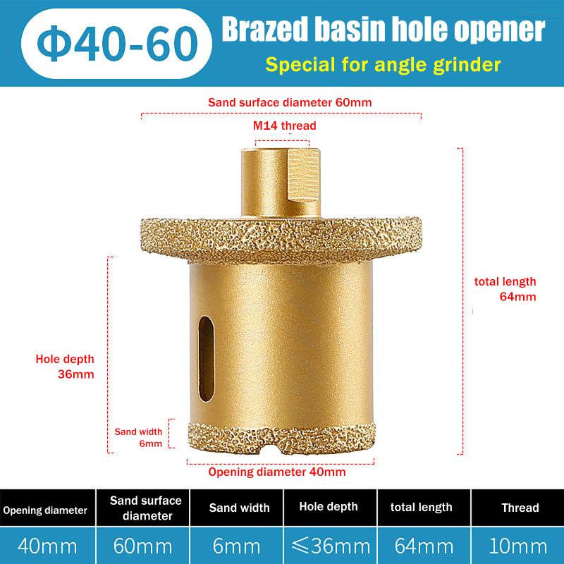 M10 Brazed Diamond Washbasin Core Drill Bit Hole Opener Table Basin Tool For Granite Marble Tile Drilling Cutter