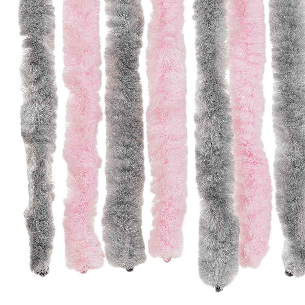 Fly Screen Curtain in Silver Gray and Pink 56 x 200 cm Chenille