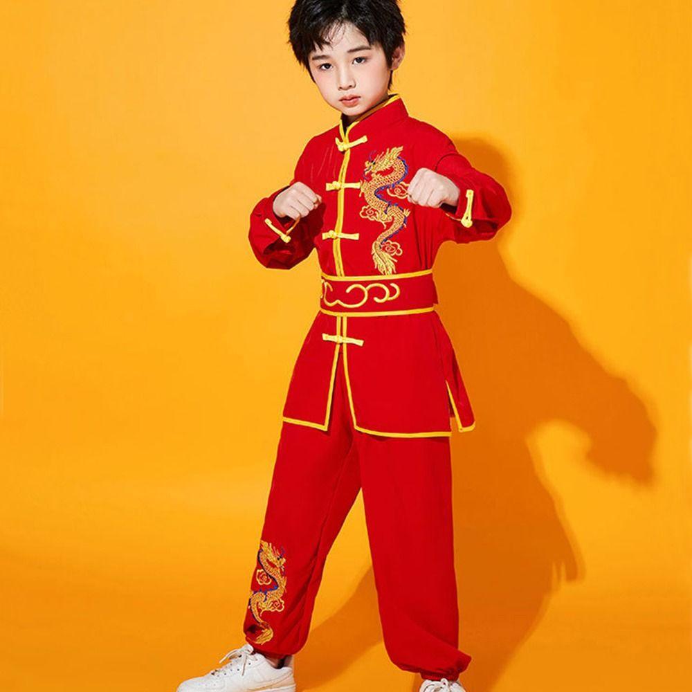 Chinese Traditional Wushu Costume with Belt Wushu Performance Kungfu Uniform Long Sleeves Traditional Perform Outfits