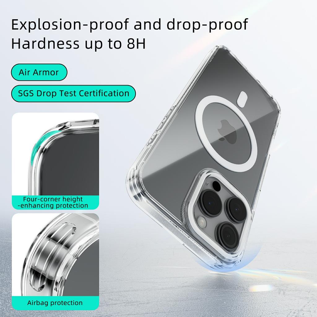 For iPhone 16 Pro Max Case Compatible with MagSafe Anti Scratch Clear TPU PC Phone Back Cover