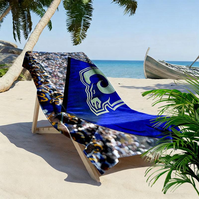 LA Rams Print Beach Towel, Large Soft Quick Dry Towel for Beach Camping Swimming