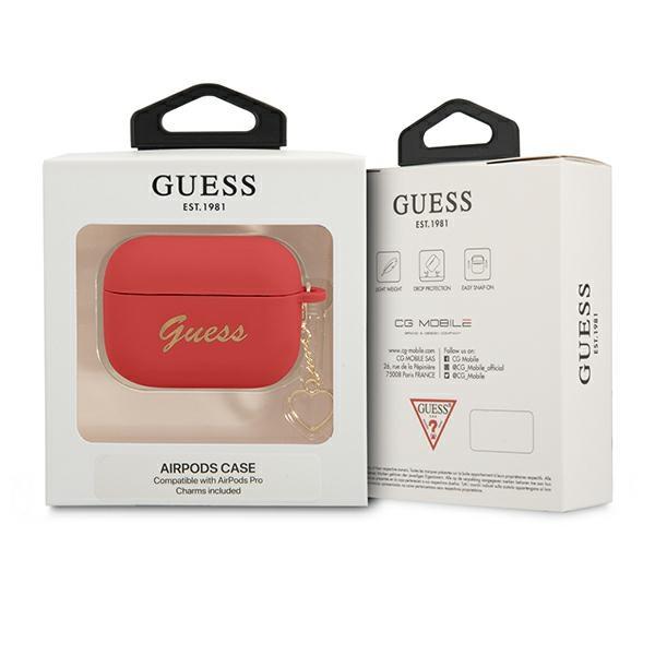 Guess Guaplschsr Airpods Pro Cover Czerwony/Red Silicone Charm Heart Collection