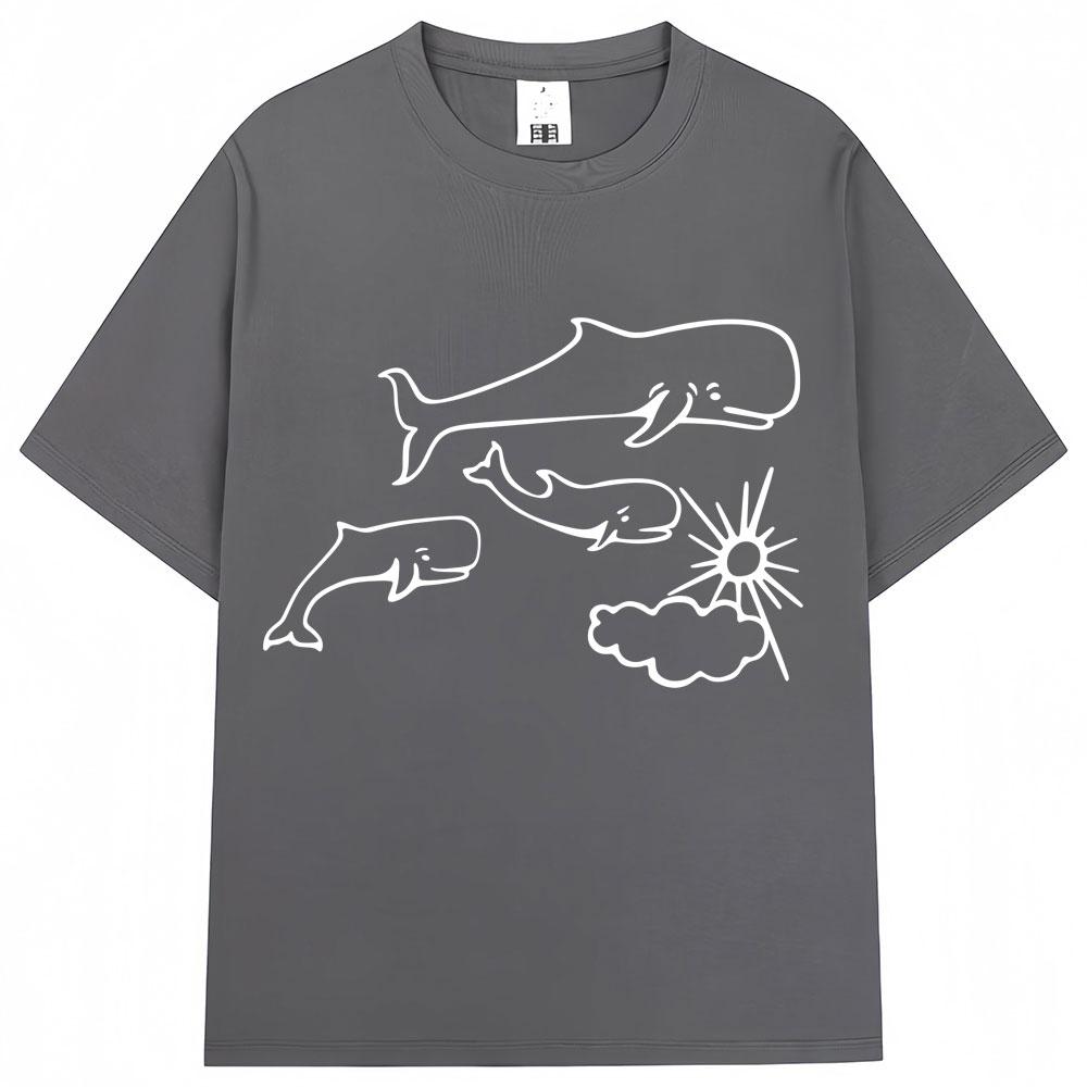 Whales and Sun Tattoo By Robe De Extremoduro T Shirts Men Women Fashion Casual Short Sleeve Oversized Cotton Tshirt Streetwear