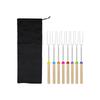 Stainless Steel Telescopic Barbecue Forks Set with Wooden Handles U Shaped Skewers for Outdoor Grilling Roasting Marshmallows Hot Dogs Camping BBQ