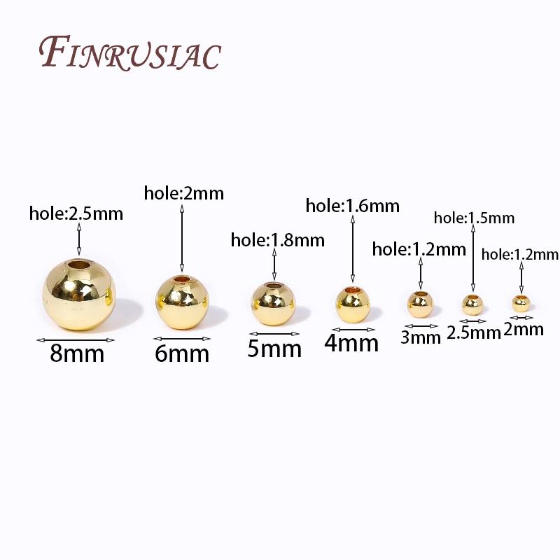 

18K Gold Plated Bead Separators 2/2.5/3/4/5/6/8MM Metal Smooth Round Seamless Beads Spacers Bead For DIY Jewelry Making Supplies 2mm-100 pcs