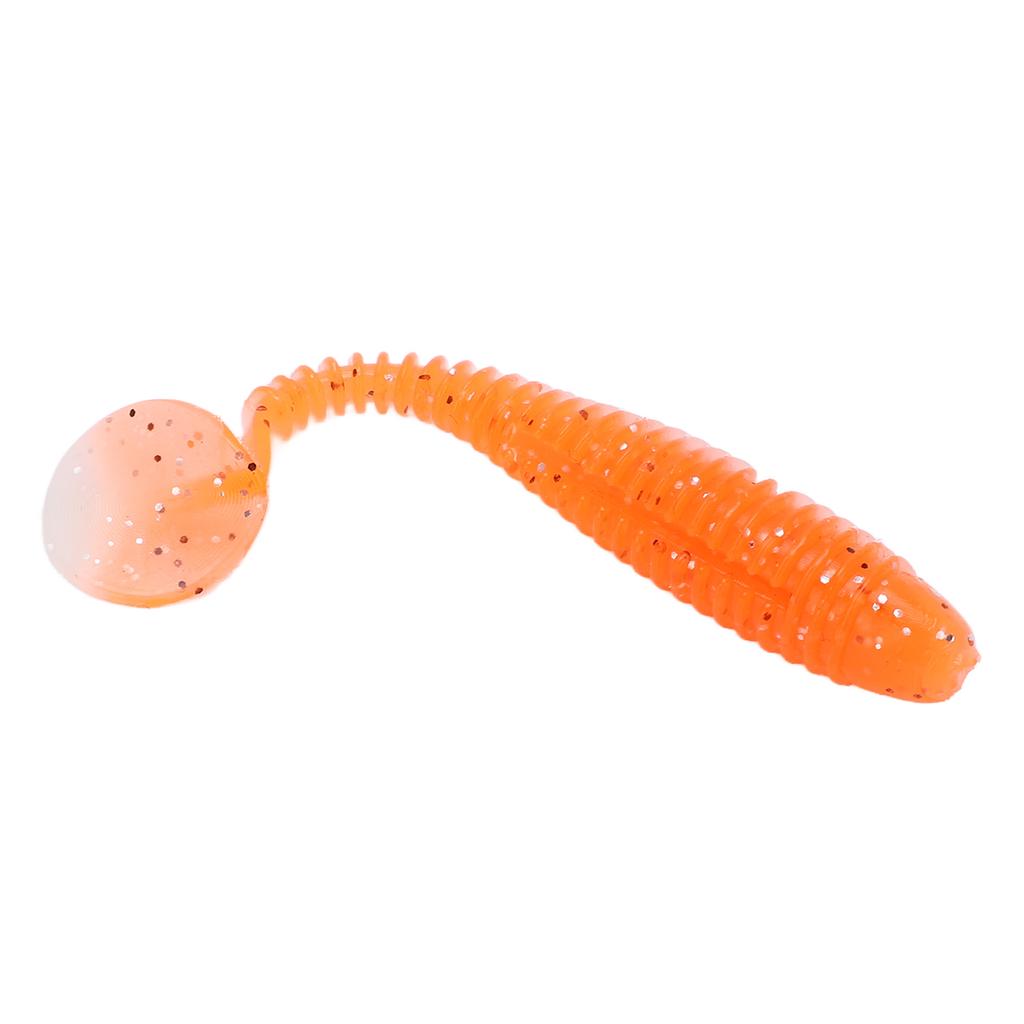 15Pcs Silicone Soft Lure Simulation T Tail Fishing Bait Double Color with Spiral Pattern for Sea