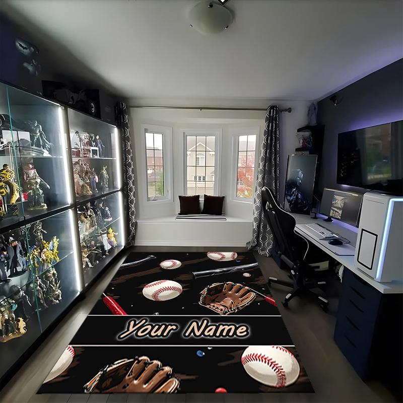 1PC Custom Name Baseball Dreams Theme Floor Mat Ideal for Living Room, Game Rooms, Office, Bedroom, Office Floor Mat , Floor Mats for Home