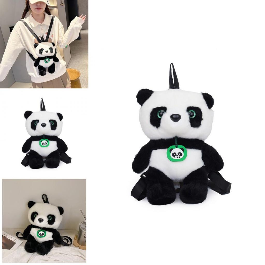 Cute Panda Plush Shoulder Bag With Zipper Pouch For Daily Use