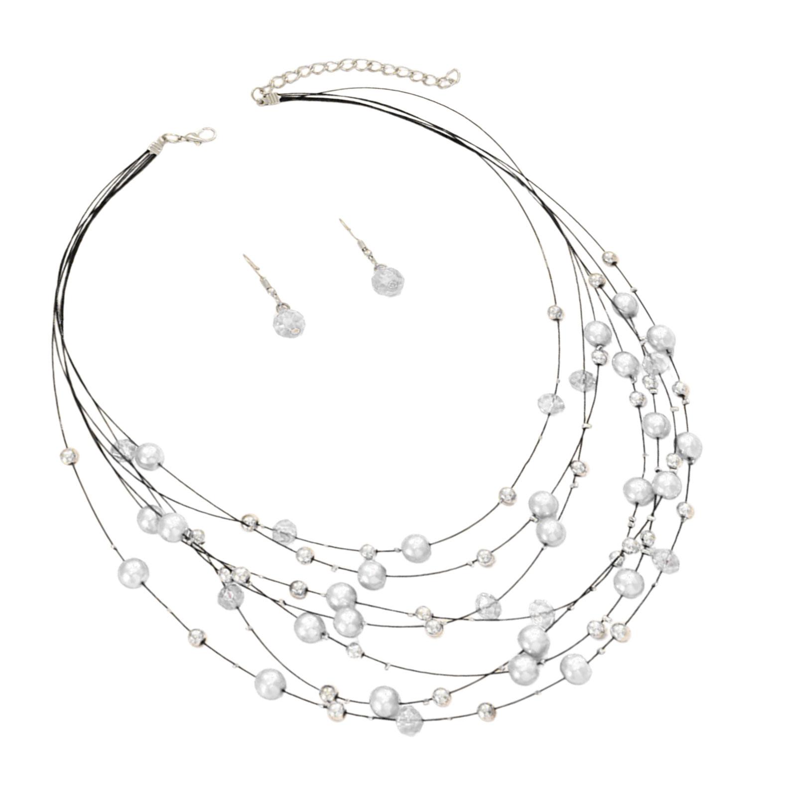 

Элегантный многоцветный комплект украшений из бисера, праздничное женское ожерелье и серьги, комплект украшений с многослойными хрустальными бусинами