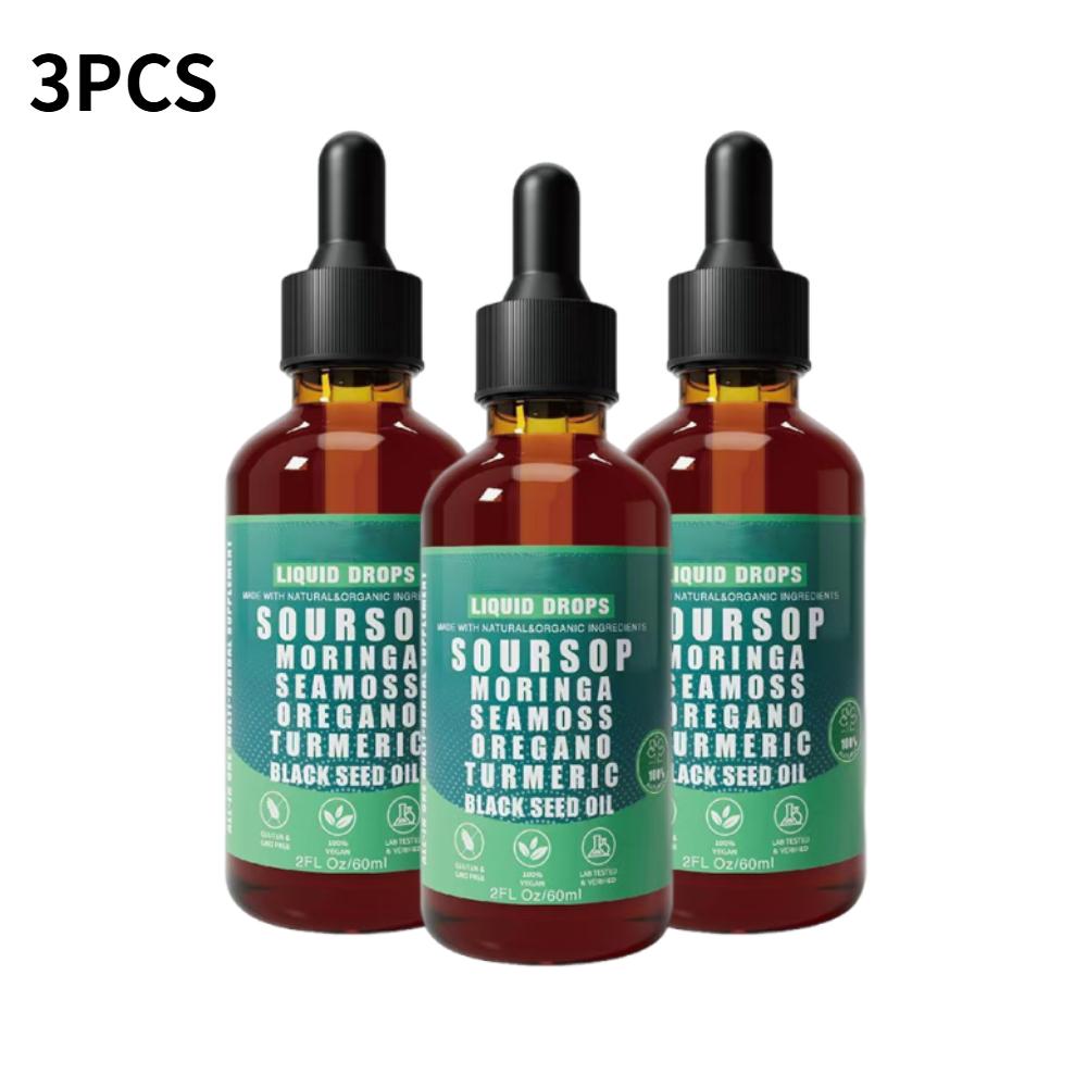 60ml 10-in-1 Natural Soursop Extract Drops High Antioxidant Promote Digestion Pure Concentrated Formula All Ages Use 1-10PCS