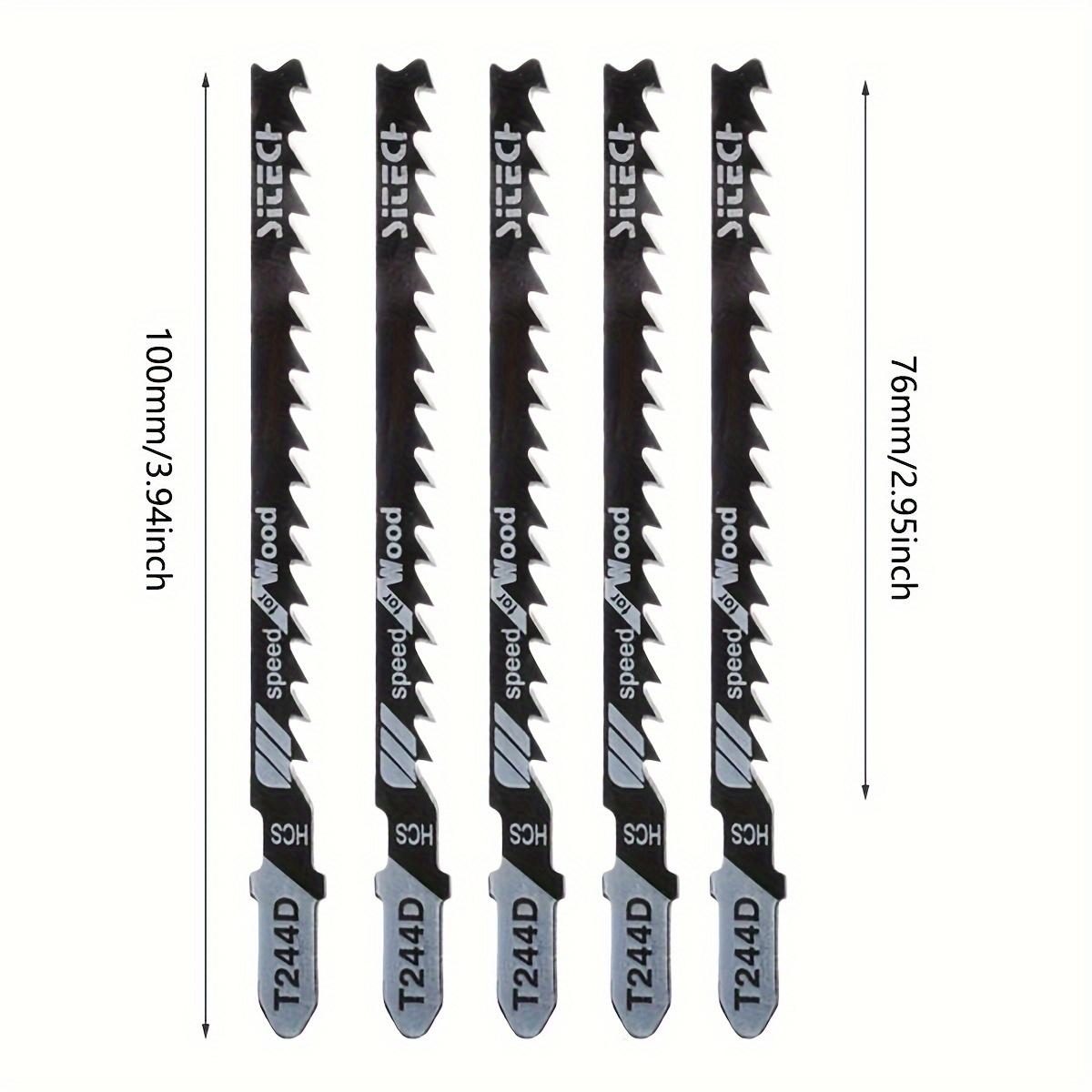 

5PCS T-Shank Jigsaw Blades, 4 Inch/100mm Long Jigsaw Blades Jig Saw Blade for Quick Cutting Wood Plywood Hardwood PVC Plastic Multipurpose Cutting