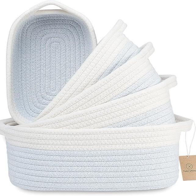 Cotton Rope Storage Basket With Multicolor Weave For Toy Organizers And Home Supplies