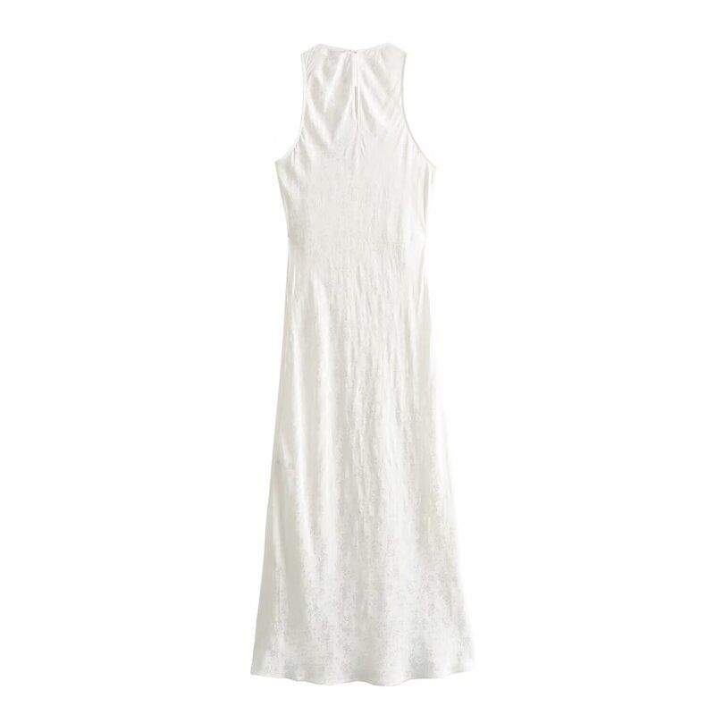 Fashion Style 2024 Summer New Arrival Women's Clothing Silm Sheath Round Neck Sleeveless Lace Jacquard Dress 1165075