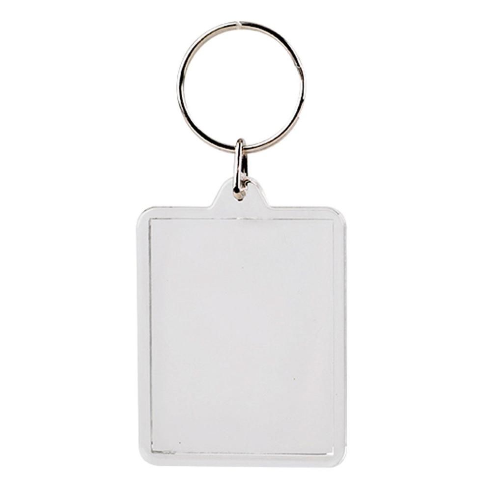 50Pcs Photo Frame Keyring Rectangular Transparent Key Ring Chain Keychain Picture Holder Pendant