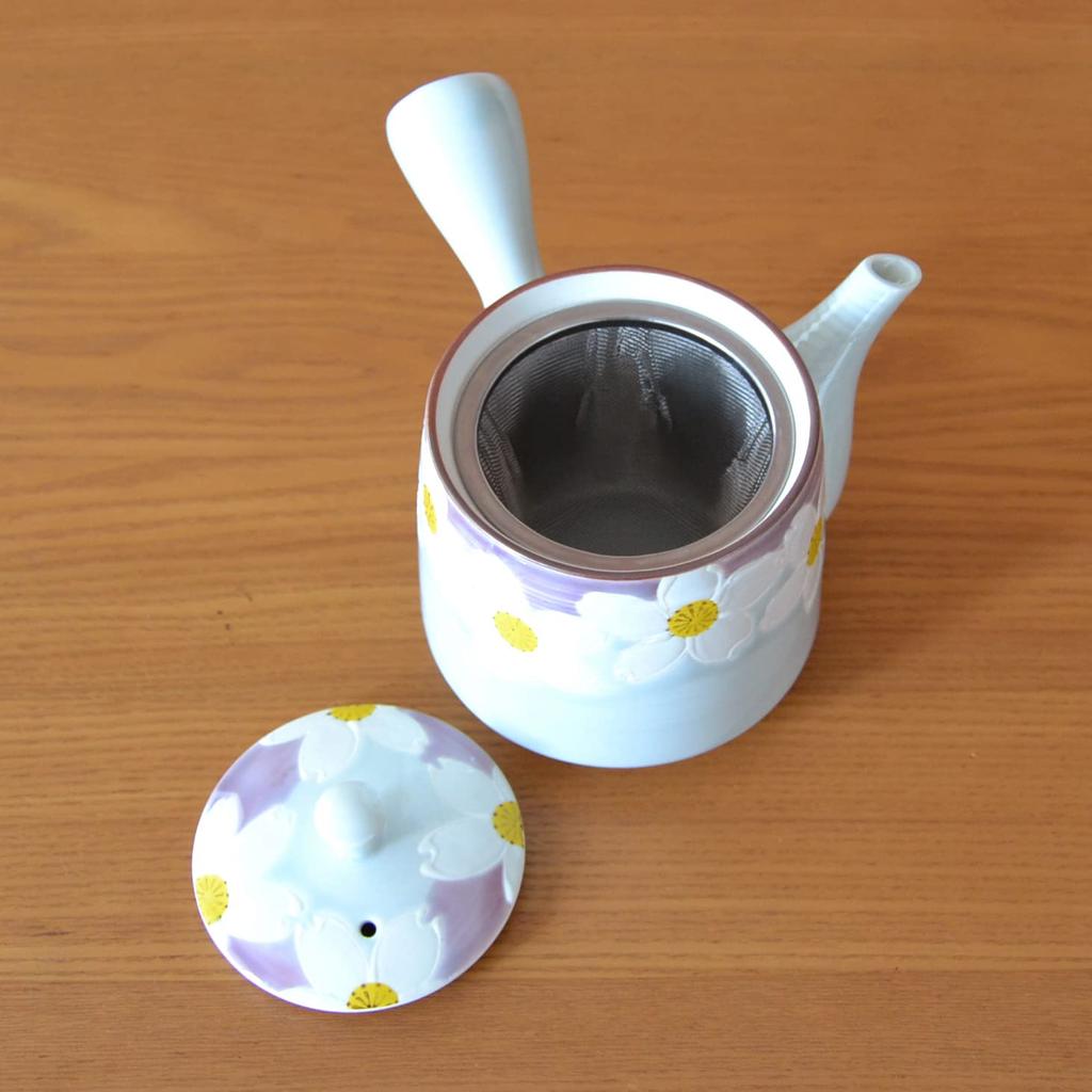 Stylish stainless steel teapot with tea made in Arita ware built-in strainer, Japan, style, "Urara" U-type teapot, 400ml.