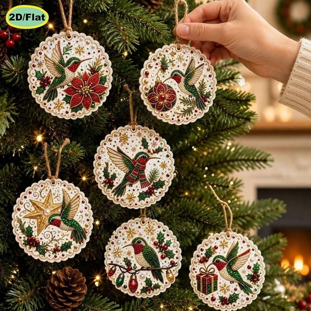6 Stuks Volledige Boor Houten Kerstversieringen Set Kerstboom DIY Knutselpakket Vakantie Huisdecoratie
