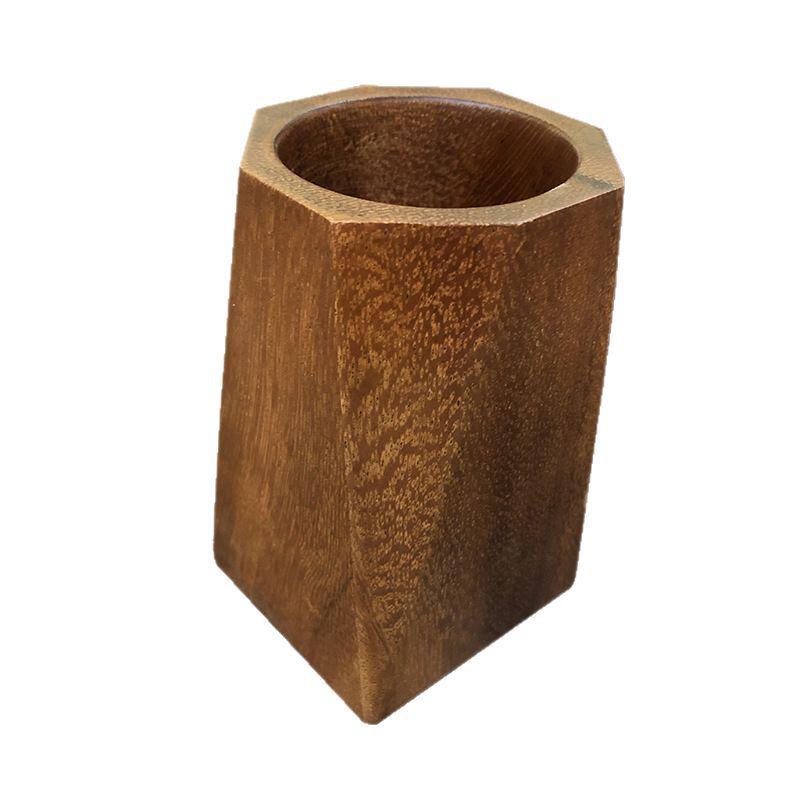 Walnussholz Stifte- und Make-up-Pinselhalter - Kreativer Desktop-Aufbewahrungszylinder