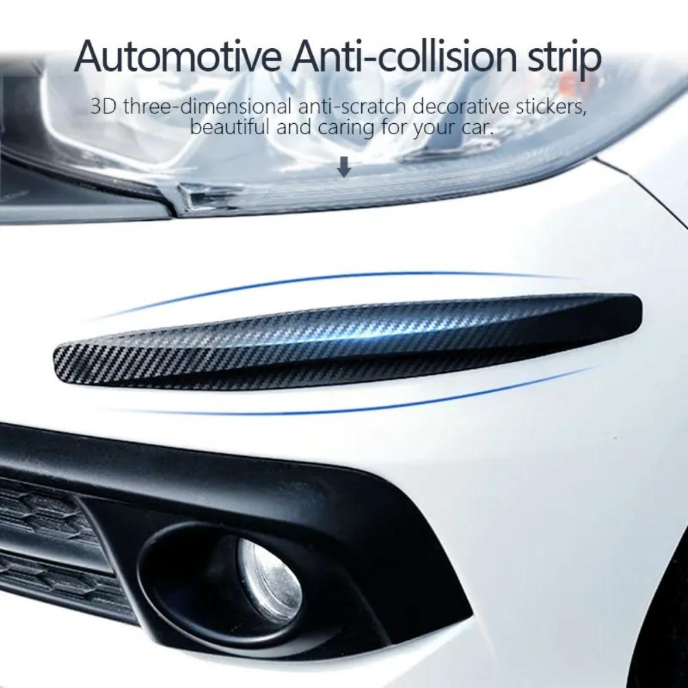 2Pcs Car Bumper Protector Strip Anti Scratch Car Edge Stick PVC Protective Strip Carbon Silicone Fiber Waterproof Trim Moulding