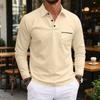 Men's Casual Long Sleeve V-Neck Button Front Shirt with Pocket