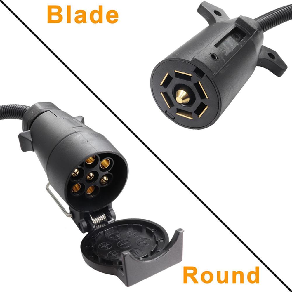 New USA to EU Trailer Light Converter US 7Way Blade Socket to EU 7Pin Round Plug