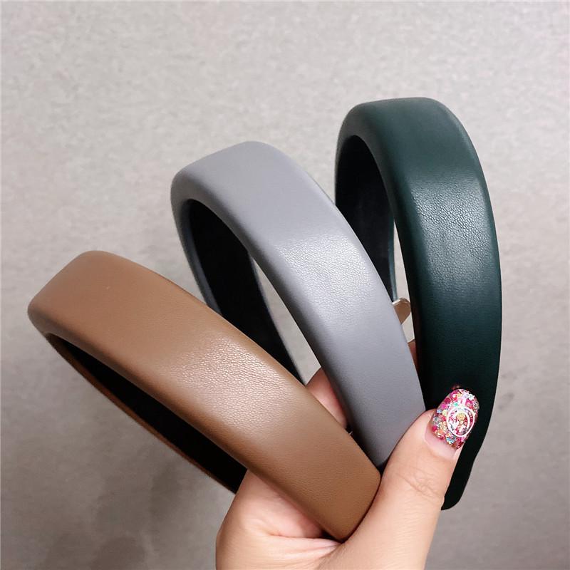 Bohemian Vintage Leather Padded Sponge Plain Hairband Headband Headwear Hair Accessories