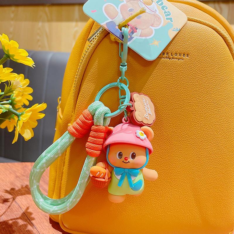 Cartoon Butter Bear Picnic Trip Doll Keychain Pendant Couple Schoolbag Keychain Pendant Gift