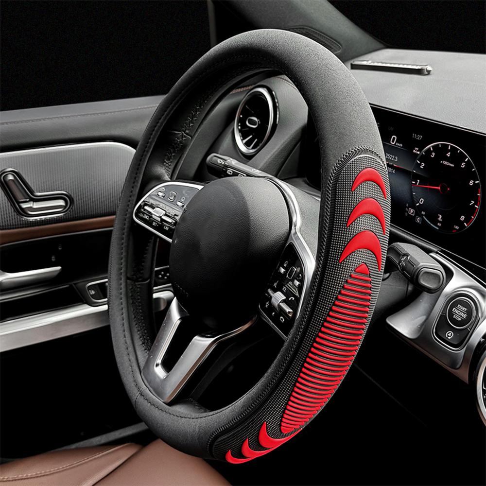 38cm Round Car Anti-slip Steering Wheel Decorative Cover Comfortable Breathable Rubber Inner Ring Steering Wheel Accessories kit