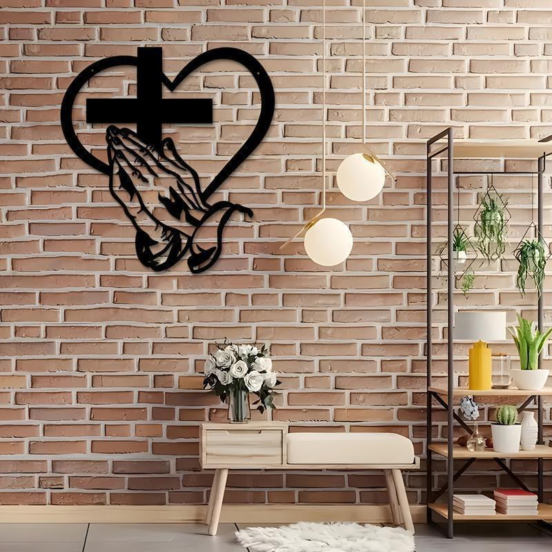 Iron Heart Cross Silhouette Metal Crafts Geometric Iron Christmas Home Outdoor Garden Decoration Wall Decoration