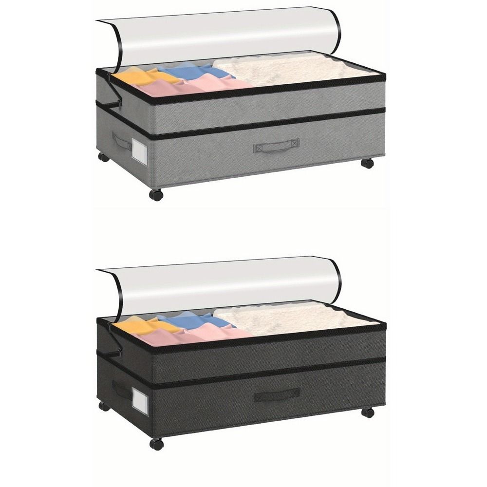 Stackable Rollable Storage Box Adjustable Closet Organizer Underbed Drawer with Wheels  Bedroom