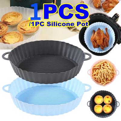 1PC Air Fryer Silikon Topf Wiederverwendbare Air Friteusen Liner Ofen Backblech Pizza Gebratenes Huhn Korb Kochen Matte