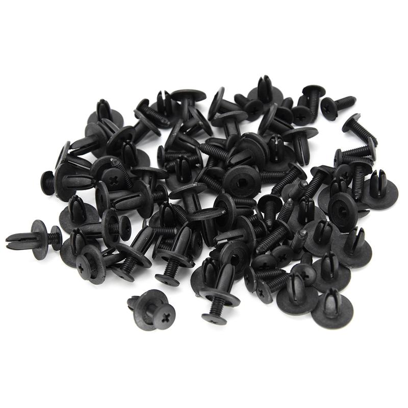 50PCS Car Fastener 6mm Auto Fasteners Rivets Clips Car Bumper Door Panel Fender Liner Clips Retainer for Universal Car