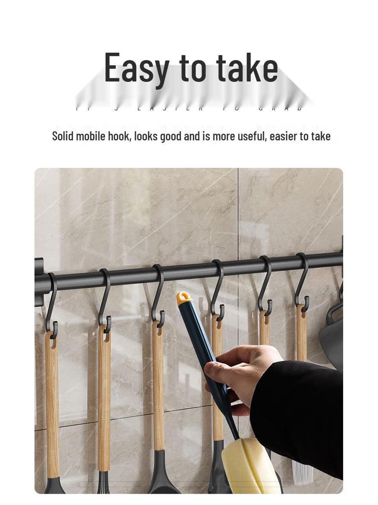 Punch-Free Wall-Mounted Kitchen Hooks - Multifunctional White Storage Shelf