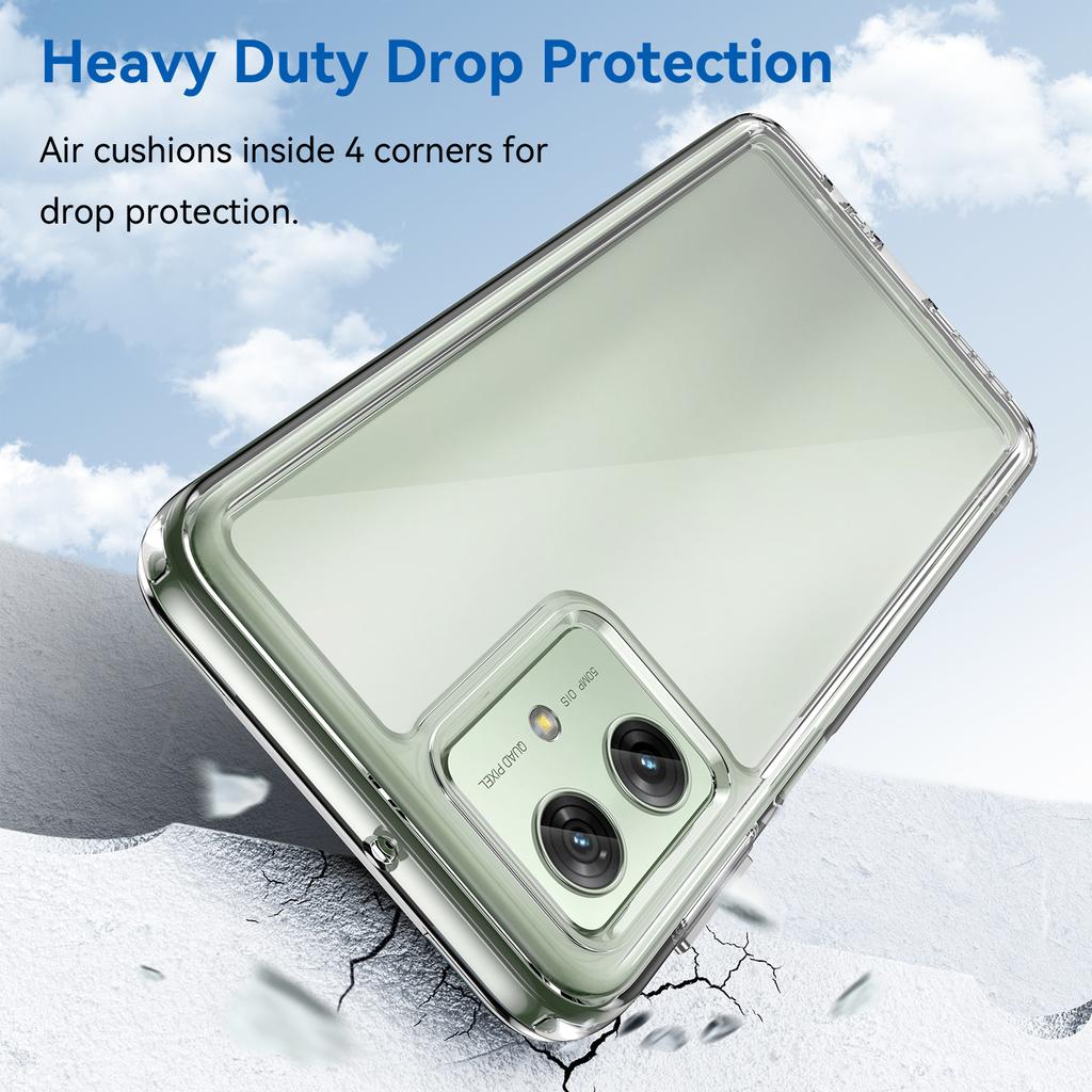 For Motorola Moto G54 5G Case Clear Phone Cover with Electroplating Buttons (Big Rear Lens Hole)