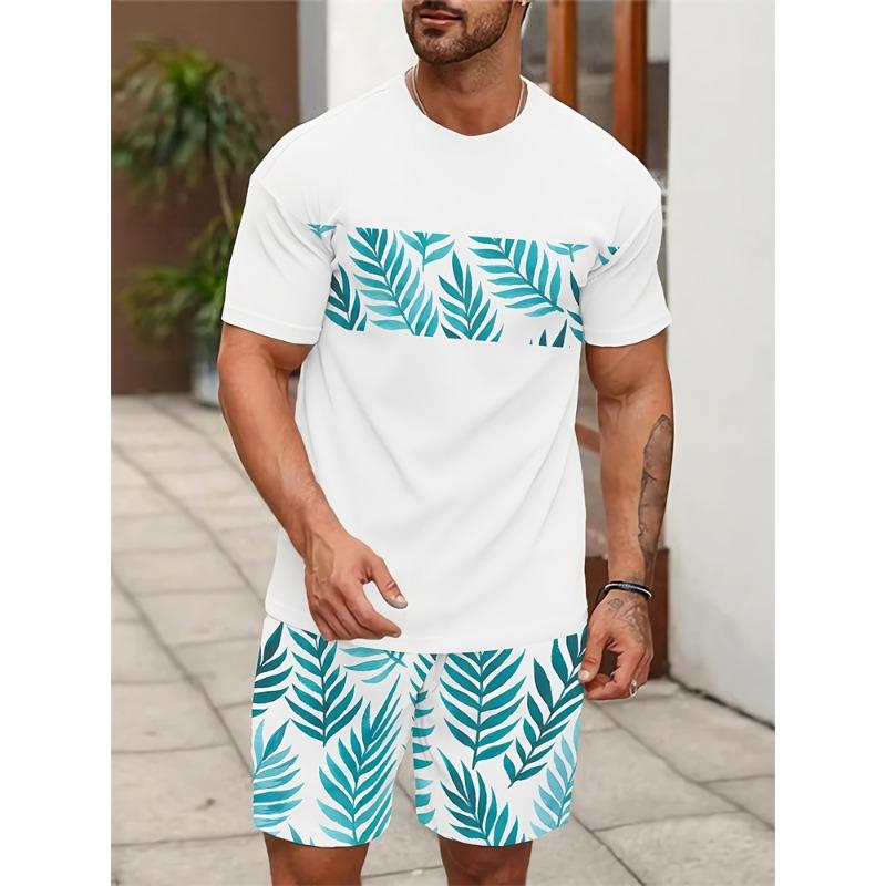 

Summer Men s Two-piece Black And White Texture Printing Pattern Breathable Suit Men s Outdoor Leisure Hawaii Suit 4XL