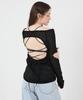 CATTLINE See-Through Back Slit Long Sleeve Knit (Black)