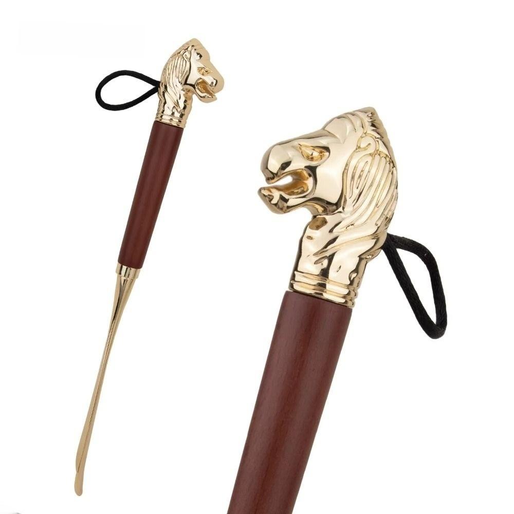 32cm Metal Shoe Horn Long Portable Shoe Lifter Shoe Puller Wood Handle Shoehorn Women Men